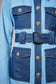 Two Tone Belted Denim Twill Jacket with Pockets