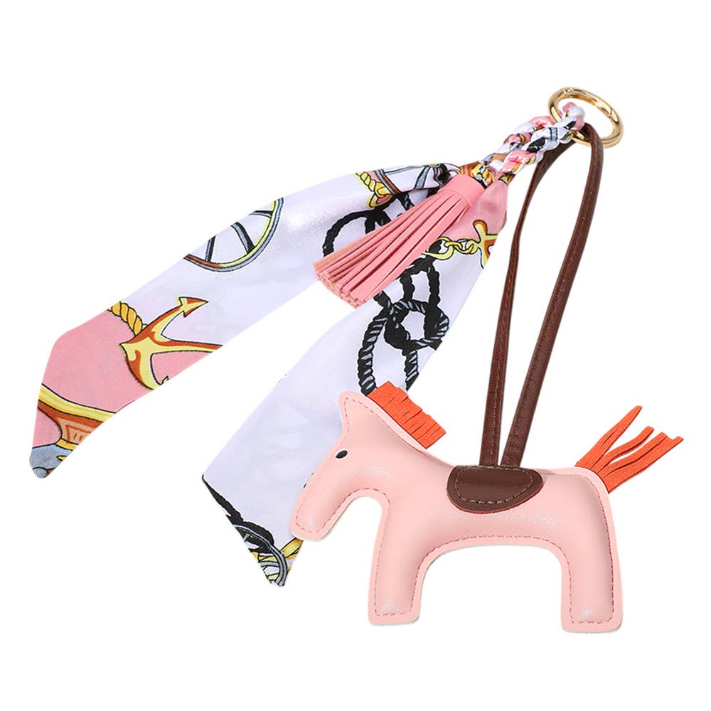Faux Leather Horse Tassel Scarf Keychain / Bag Charm