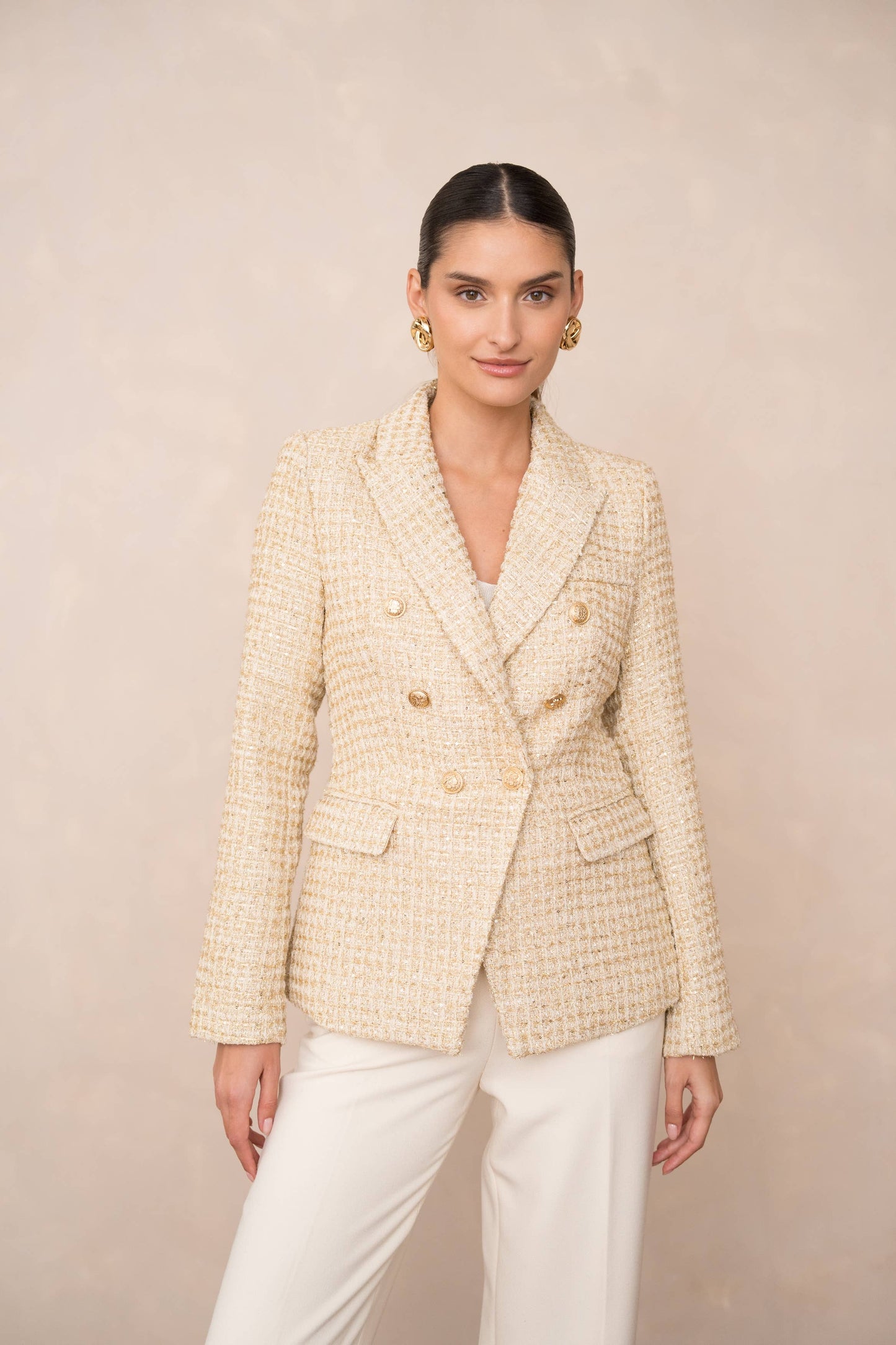 Gold Tweed & Sequin Blazer