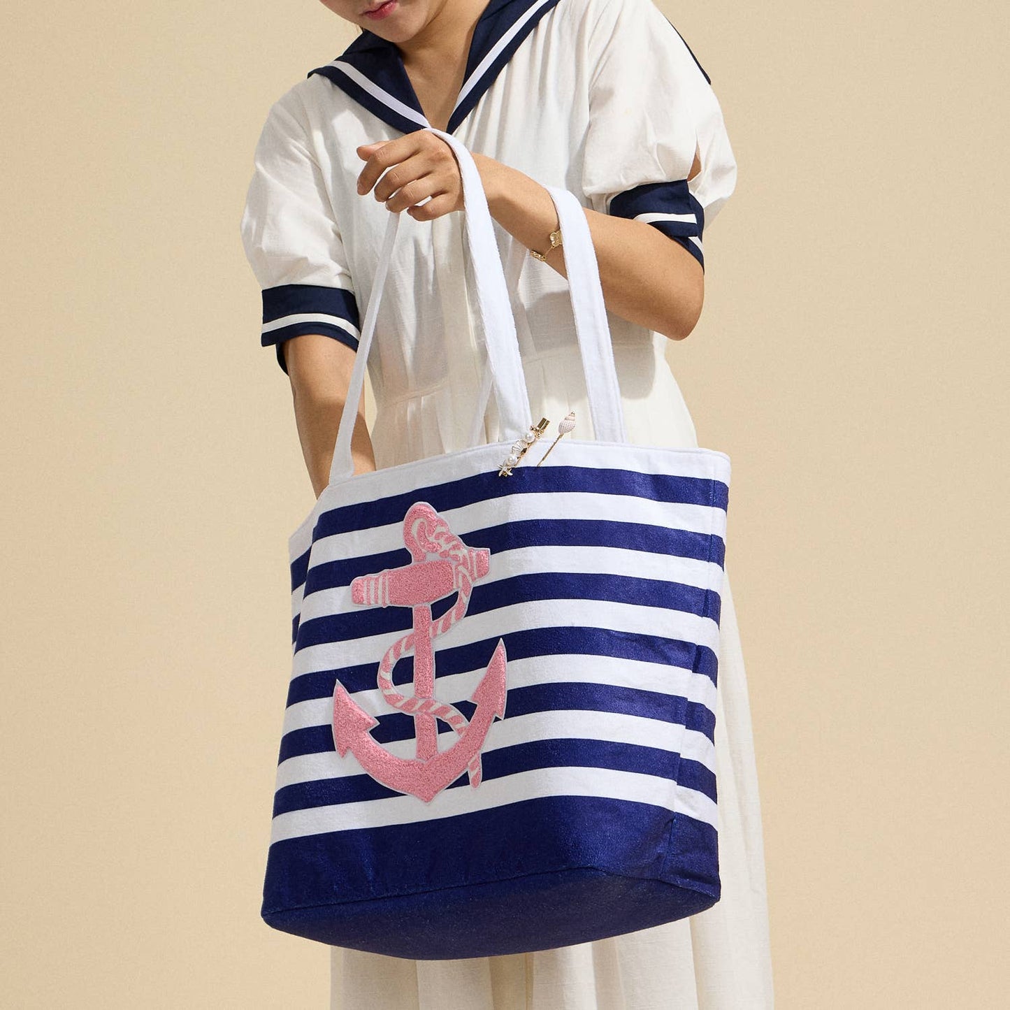 Anchor Striped Tote Bag: Two Colors