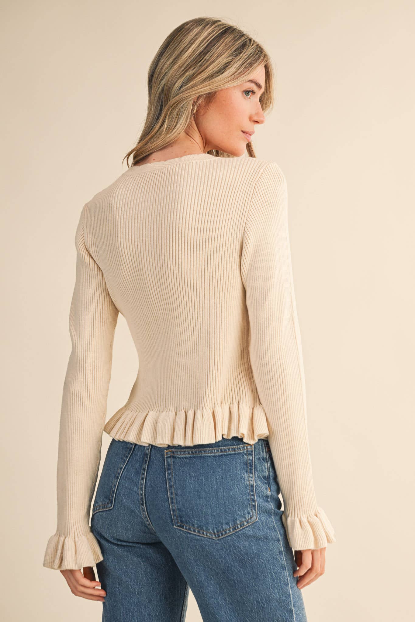 Ruffle Hem Cardigan - 5 Colors Available