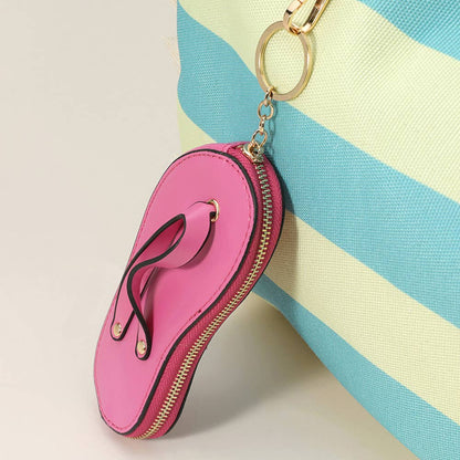 Faux Leather Flip-flop Mini Wristlet Keychain / Bag Charm