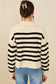 Size Inclusive:Lace Up Striped Sweater