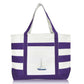 Ocean Sailboat Womens Embroidered Striped Tote Bag