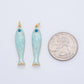 18K Gold Filled Blue, Green, Red Enamel Sardine Fish Charm