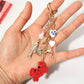 Crab Fish Sand Dollar Heart Pearl Charm Embellished Keychain Bag Charm