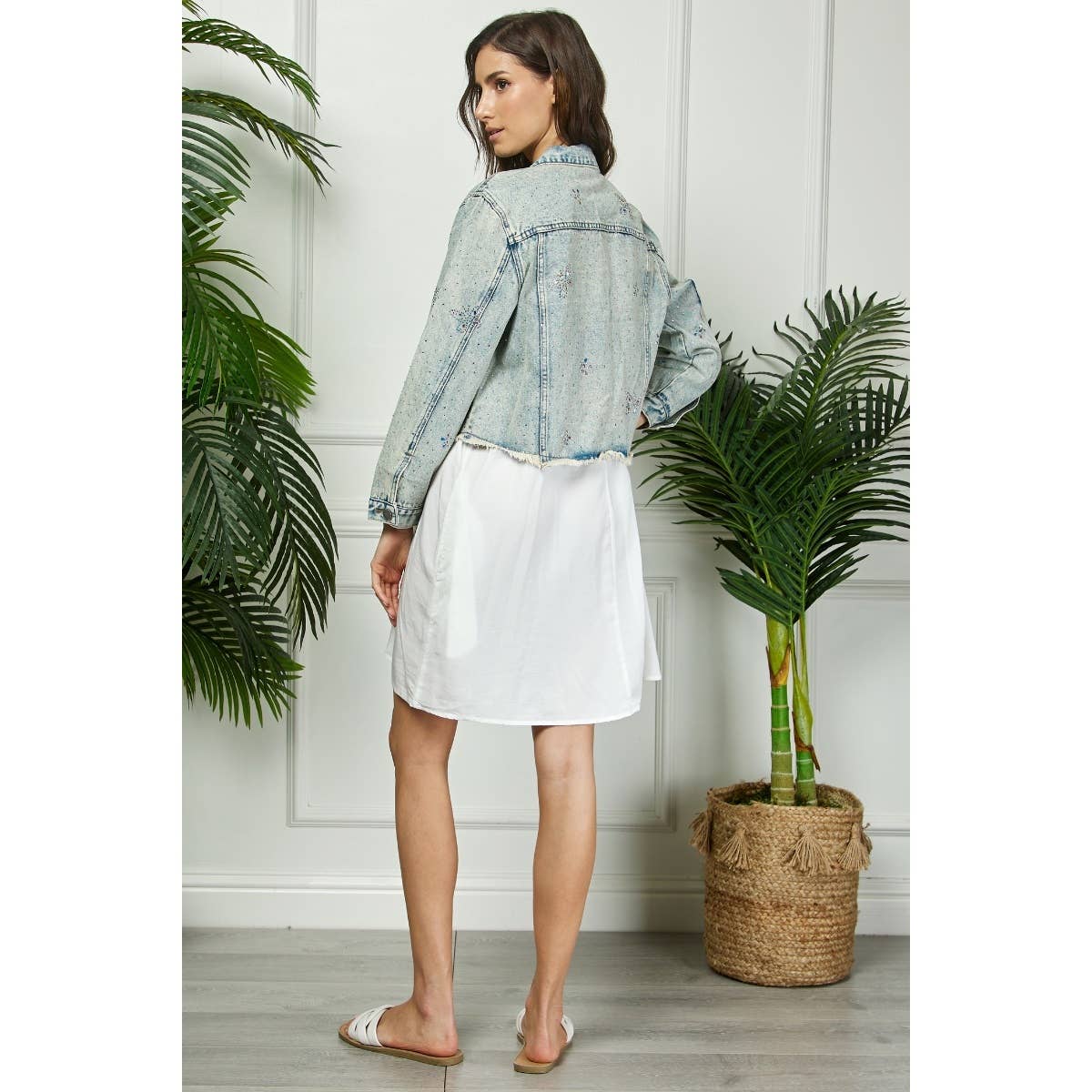 Butterfly Rhinestone Denim Jacket