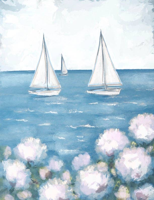 Rebecca Illustrated: 8X10 WHITE SAILBOAT Print