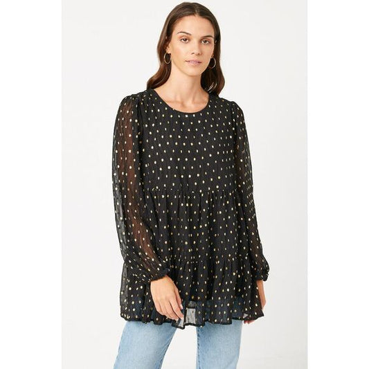 Metallic Dot Tiered Tunic