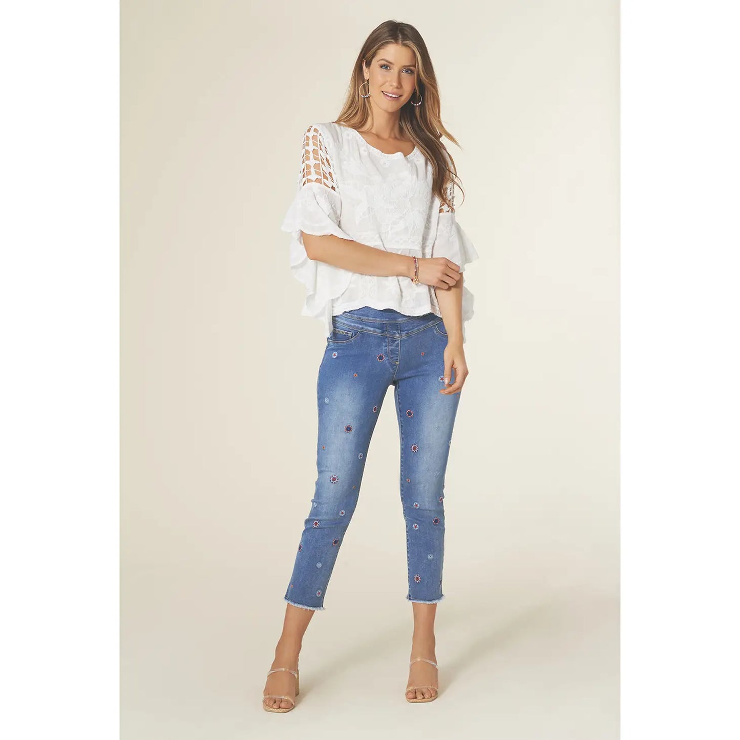 Embroidered Omazing cropped Jeans