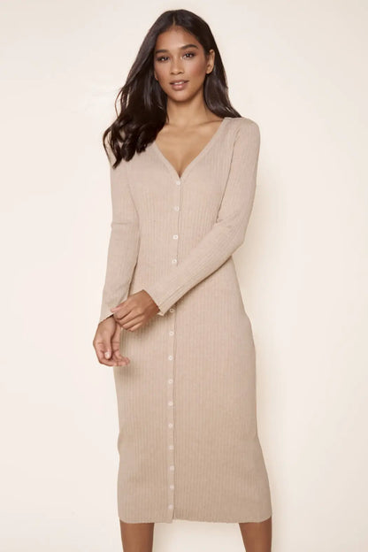 Ribbed Knit Midi Cardigan Dress - Ashley Irene Boutique